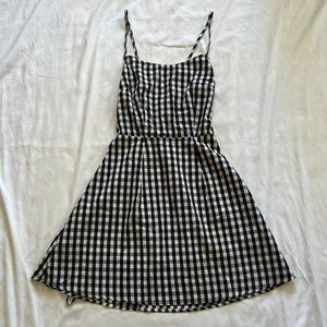 Gingham Lace Up Skater Dress